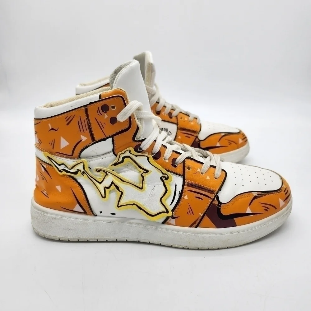 Zenitsu Lightning Sneakers Custom Demon Slayer Anime Fashion Shoes Size 9
